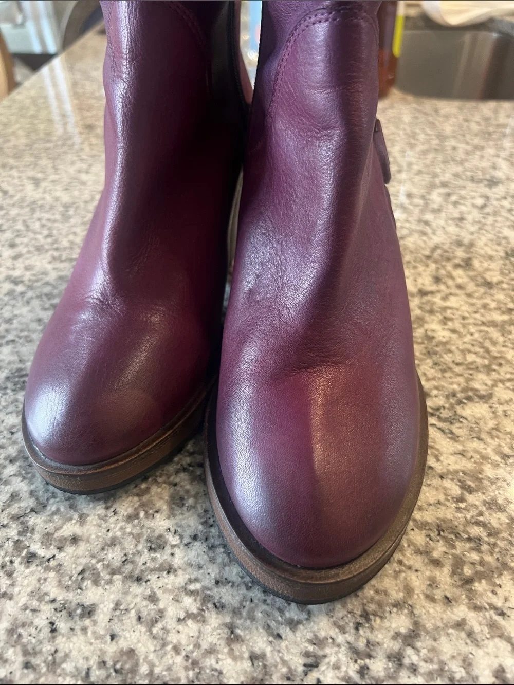 Free People Over-the-Knee Leather Boots in Deep Burgundy